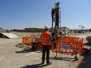 Überwachung der Feldarbeiten im Rahmen einer Due Diligence nahe Saragossa (Spanien).